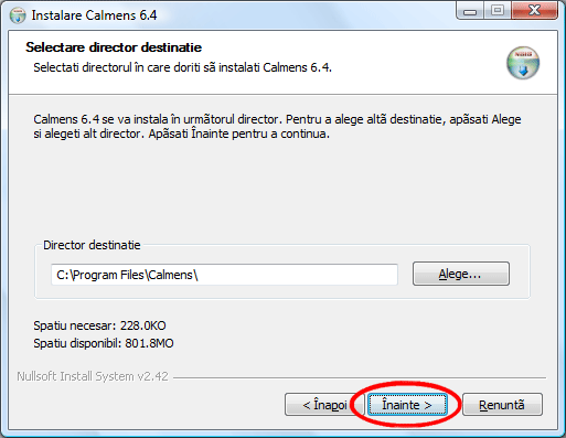 Instalare Calmens